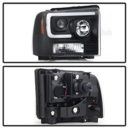 Spyder Ford F250/350/450 05-07 Projector Headlights - Light Bar DRL LED - Black PRO-YD-FS05V2-LB-BK 5084507