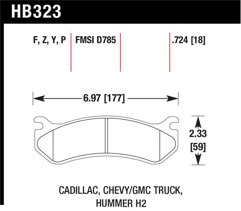 Hawk 06 Chevy Avalanche 2500 / GMC Truck / Hummer Super Duty Street Rear Brake Pads