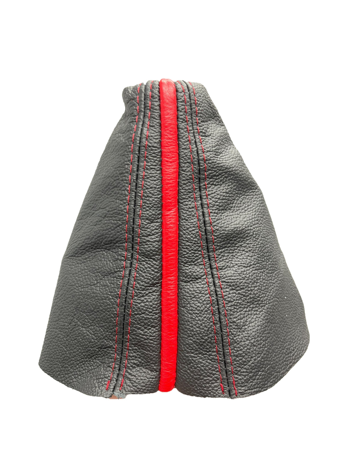 Black & Torch Red Stripe Real Leather Shift Boot Cover For 1964 1965 1966 1967 Chevy Corvette C2