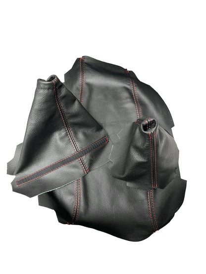 Genuine Leather Console Armrest Parking Brake Shift Boot Cover Set For Chevy Corvette C5 1997-2004
