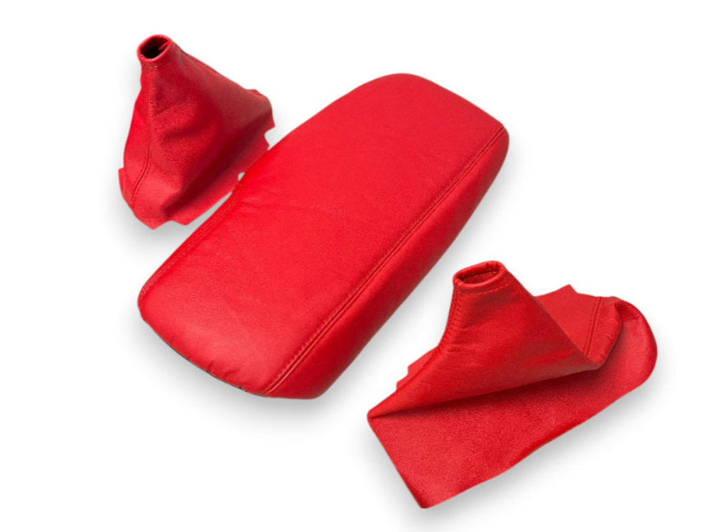 For 2005-2013 Chevy Corvette C6 Torch Red Leather Manual Shift E-Brake Boot Console Armrest Cover