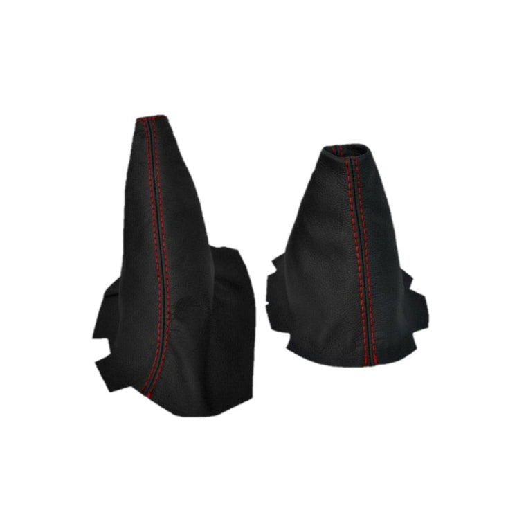 Red Stitch Genuine Leather Parking Brake & Shift Boot Cover For Chevy Corvette C6 2005-2013