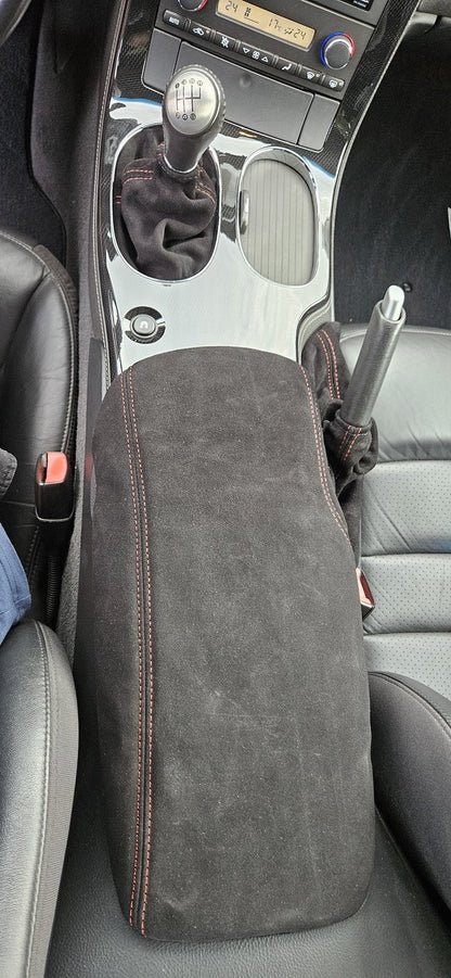 2005 - 2013 Chevy Corvette C6 Genuine Suede & Leather Shift E-brake Boot Set & Slip Over Console Cover