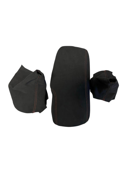 Black Alcantara Real Suede Shift Handbrake Boot Console lid Cover For Chevy Corvette C6 2005-2013