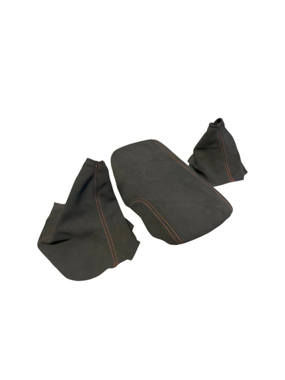 Black Alcantara Real Suede Shift Handbrake Boot Console lid Cover For Chevy Corvette C6 2005-2013