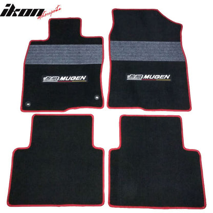 Car Floor Mat for 2016-2021 Honda Civic Black Gray Stripe 4PC Nylon