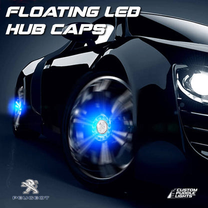 Premium LED Floating Wheel Logo Center Hub Caps Various Designs for Peugeot
