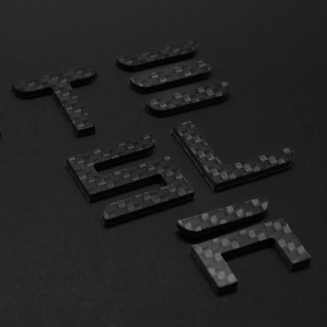 TESLA Carbon Fiber Emblem Trunk Letter Logo for Model 3, Y, S, & X Trunk Gloss & Matte Carbon Letter Accessories