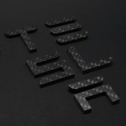 TESLA Carbon Fiber Emblem Trunk Letter Logo for Model 3, Y, S, & X Trunk Gloss & Matte Carbon Letter Accessories
