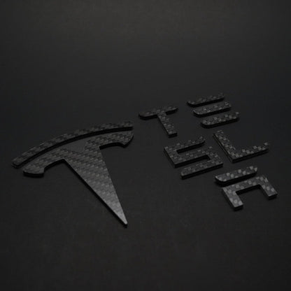 TESLA Gloss Carbon Fiber Emblem Logo for Model 3 & Y Hood +Trunk Letter Accessories