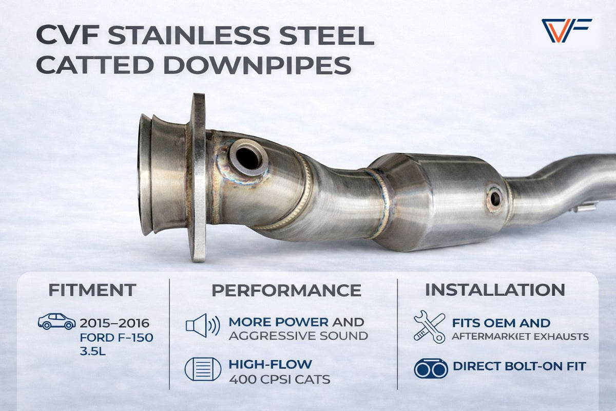 CVF Stainless Steel Catted Downpipes (2015-2016 Ford F-150 3.5L EcoBoost)
