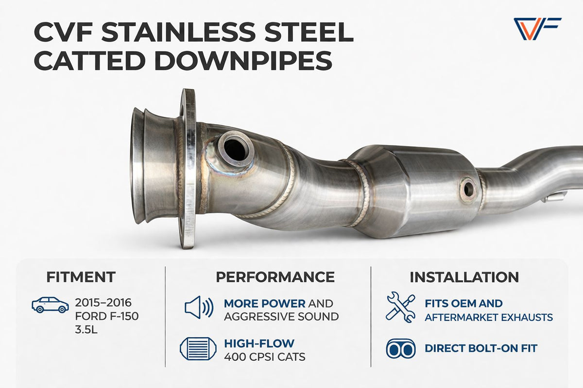 CVF Stainless Steel Catted Downpipes (2015-2020 Ford F-150 2.7L EcoBoost)