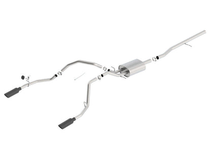 Borla 14 Silv/Sierra 1500 C/B Touring Exh/2.75in in muff 2.25inout 4inTIp SS Rear Exit-Black Chrome 140535BC