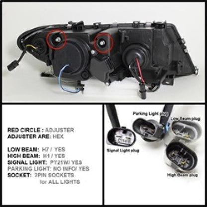 Spyder BMW E46 3-Series 02-05 4DR Projector Headlights 1PC LED Halo Blk PRO-YD-BMWE4602-4D-AM-BK 5042415