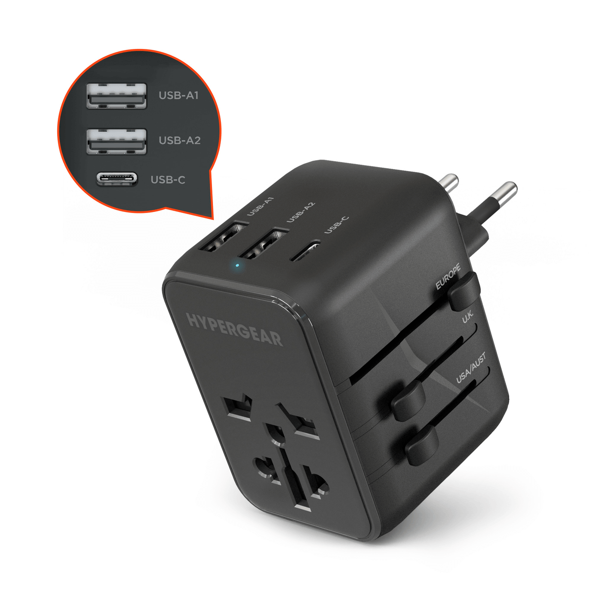 WorldCharge Universal Travel Adapter with USB-C