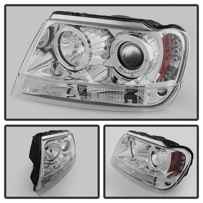 Spyder Jeep Grand Cherokee 99-04 Projector Headlights LED Halo LED Chrm - PRO-YD-JGC99-HL-C 5011152