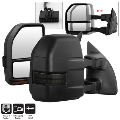 SPYDER xTune 08-15 Ford Super Duty LED Telescoping Manual Mirrors - Smk (Pair) (MIR-FDSD08S-G4-MA-RSM-SET) 9943119