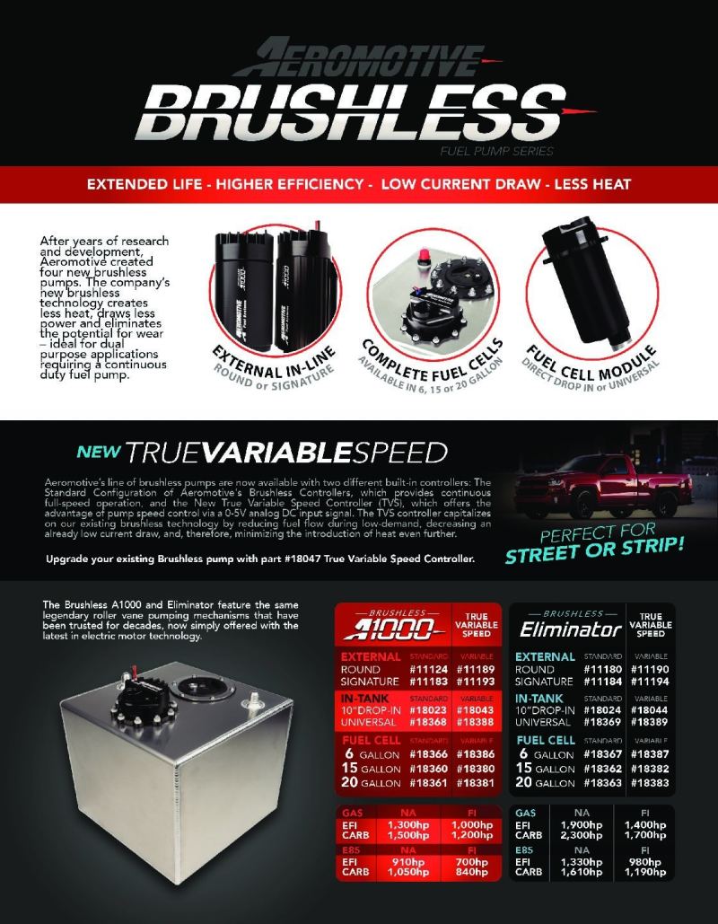 Aeromotive Brushless A1000-Series Fuel Pump, In-line
