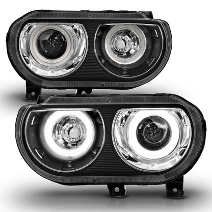 Anzo 2008-2014 Dodge Challenger Projector Headlights w/ Halo Black (CCFL)