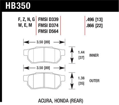 Hawk 1990-1993 Acura Integra GS HPS 5.0 Rear Brake Pads
