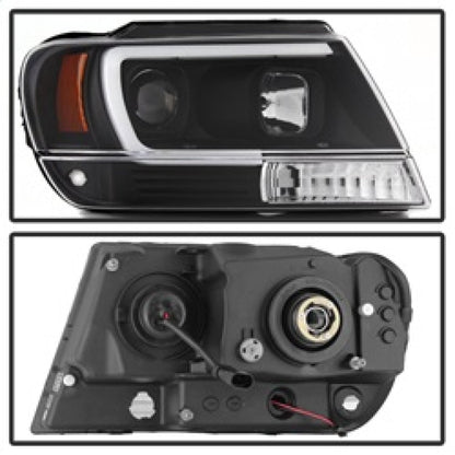 Spyder 99-04 Jeep Grand Cherokee Projector Headlights - Light Bar DRL LED - Black 5085221