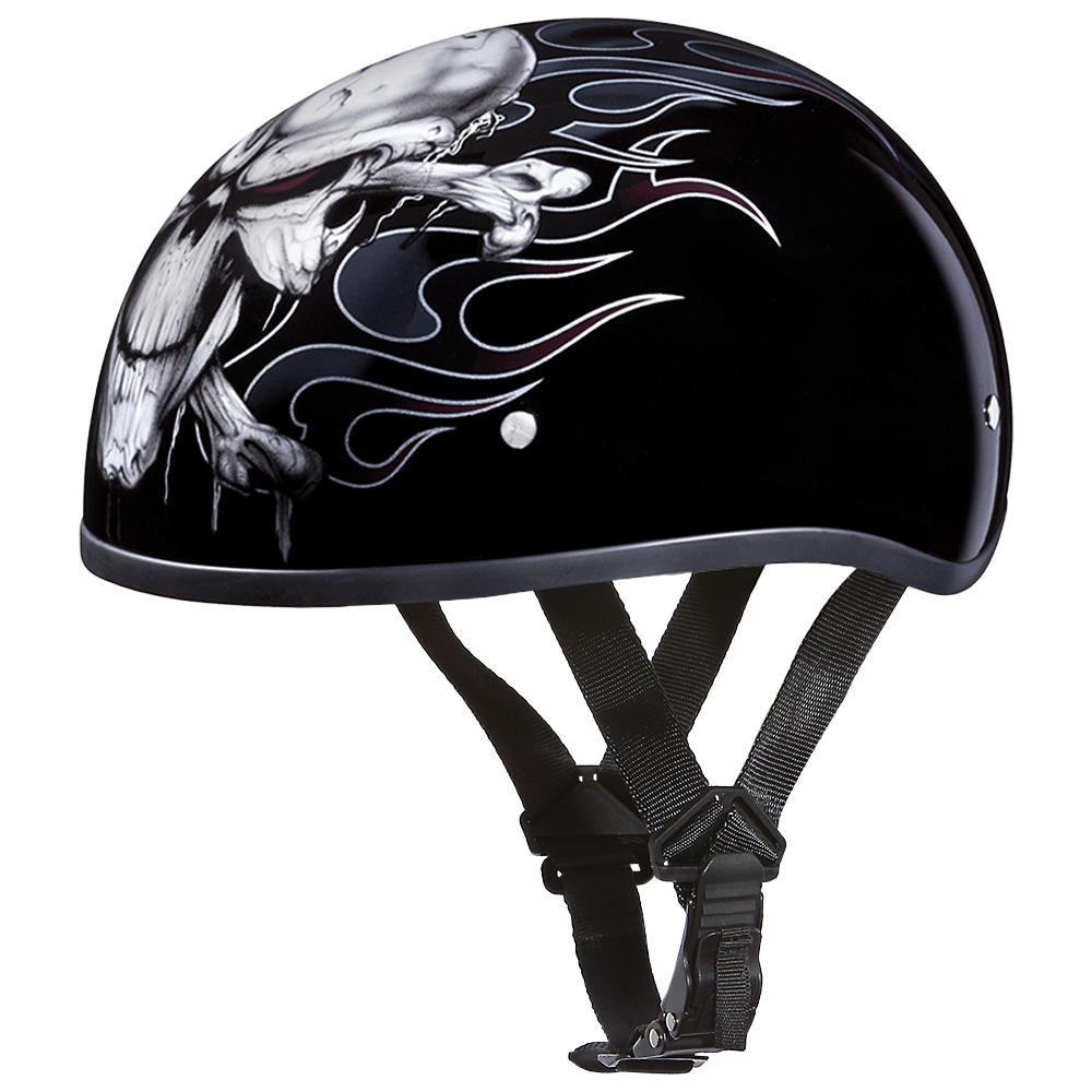 DOT Approved Daytona Motorcycle Half Face Helmet - Skull Cap Graphics for Men & Women, Scooters, ATVs, UTVs & Choppers - W/ Cross Bones