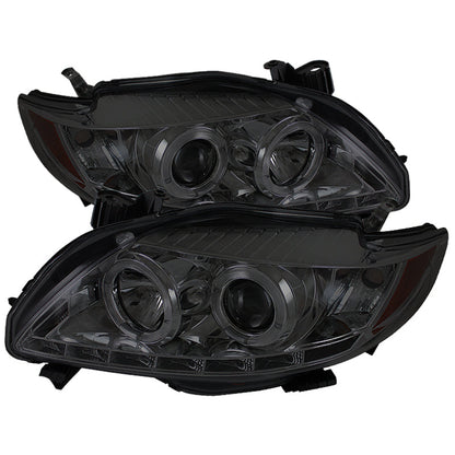 Spyder Toyota Corolla 09-10 Projector Headlights LED Halo DRL Smke High H1 Low H1 PRO-YD-TC09-DRL-SM 5032522