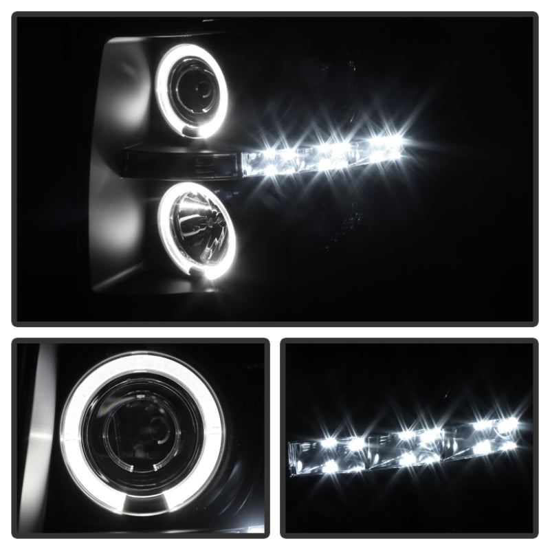 Spyder Chevy Silverado 1500/2500 07-13 Projector Headlights LED Halo LED Blk Smke PRO-YD-CS07-HL-BSM 5078322
