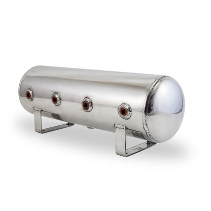 AIRLIFT 2.5 Gal Alum Air Tank - (4) 1/4" face ports, & 1/4" drain port - 20" L