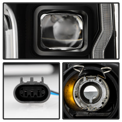 SPYDER Signature 20-22 Ford F250/F350 (Halogen) Proj. Headlights - Black (PRO-YD-FS20HALSI-SEQ-BK) 5088628