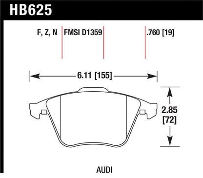 Hawk 2001-2010 Audi S3 European HPS 5.0 Front Brake Pads