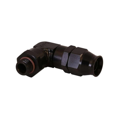 Aeromotive PTFE Hose End - AN-06 to AN-08 Hose - 90 Deg - Black Anodized 15736