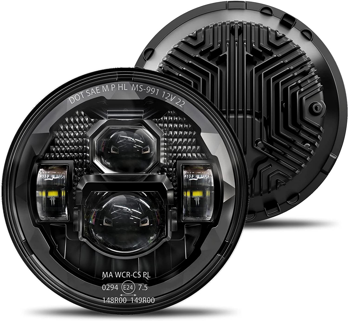 Hwstar 7 Inch Round LED Headlights 600 Brighter Anti Glare Compatible With Jeep Wrangler Jk Jku Tj Lj Chevy Ford Gmc Dodge Mazda Nissan Mack Vw Etc Dot Approved H6024 Hilow Sealed Beam