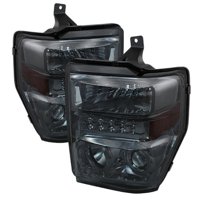 SPYDER Xtune Ford F250/350/450 Super Duty 08-10 Projector Headlights LED Halo Smoke PRO-JH-FS08-LED-SM 5076281