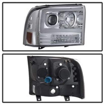 Spyder 99-04 Ford F-250 Super Duty Light Bar Projector Headlights - Chrome (PRO-YD-FF25099V2-LB-C) 5084675