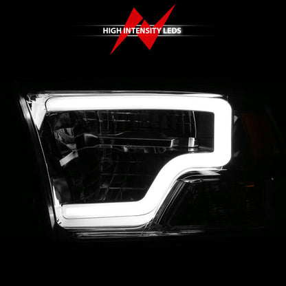 ANZO 2009-2020 Dodge Ram 1500 Full LED Square Projector Headlights w/ Chrome Housing Chrome Amber 111540