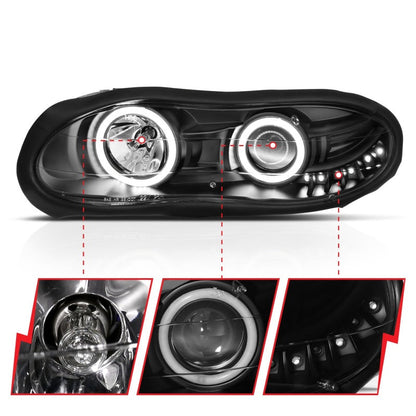 Anzo 1998-2002 Chevrolet Camaro Projector Headlights w/ Halo Black