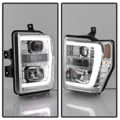 Spyder 08-10 Ford F-250 Super Duty V2 Light Bar DRL Projector Headlights - Chrm (PRO-YD-FS08V2-LB-C) 5084699