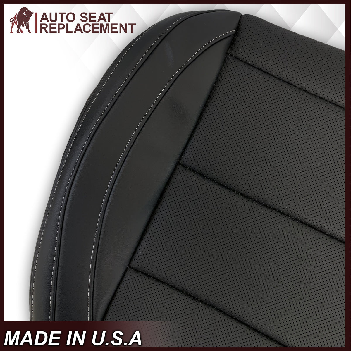 2015-2023 Ford Mustang GT Coupe V6 V8 Perforated Vinyl Replacement Bottom Seat Covers In Black: Choose Your Side