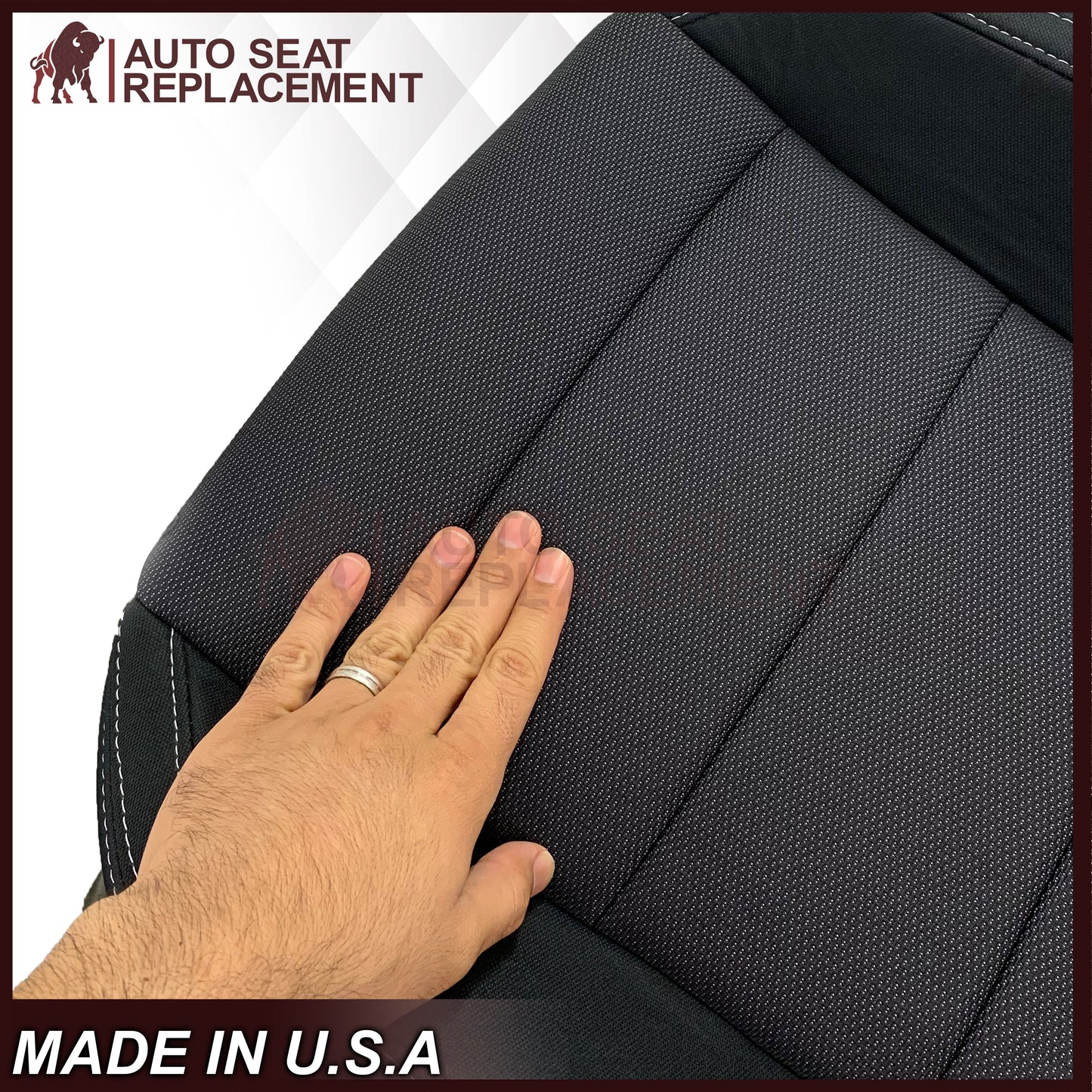 2015-2023 Ford Mustang GT Coupe V6 V8 Cloth (Fabric) Replacement Bottom Seat Covers In Black: Choose Your Side