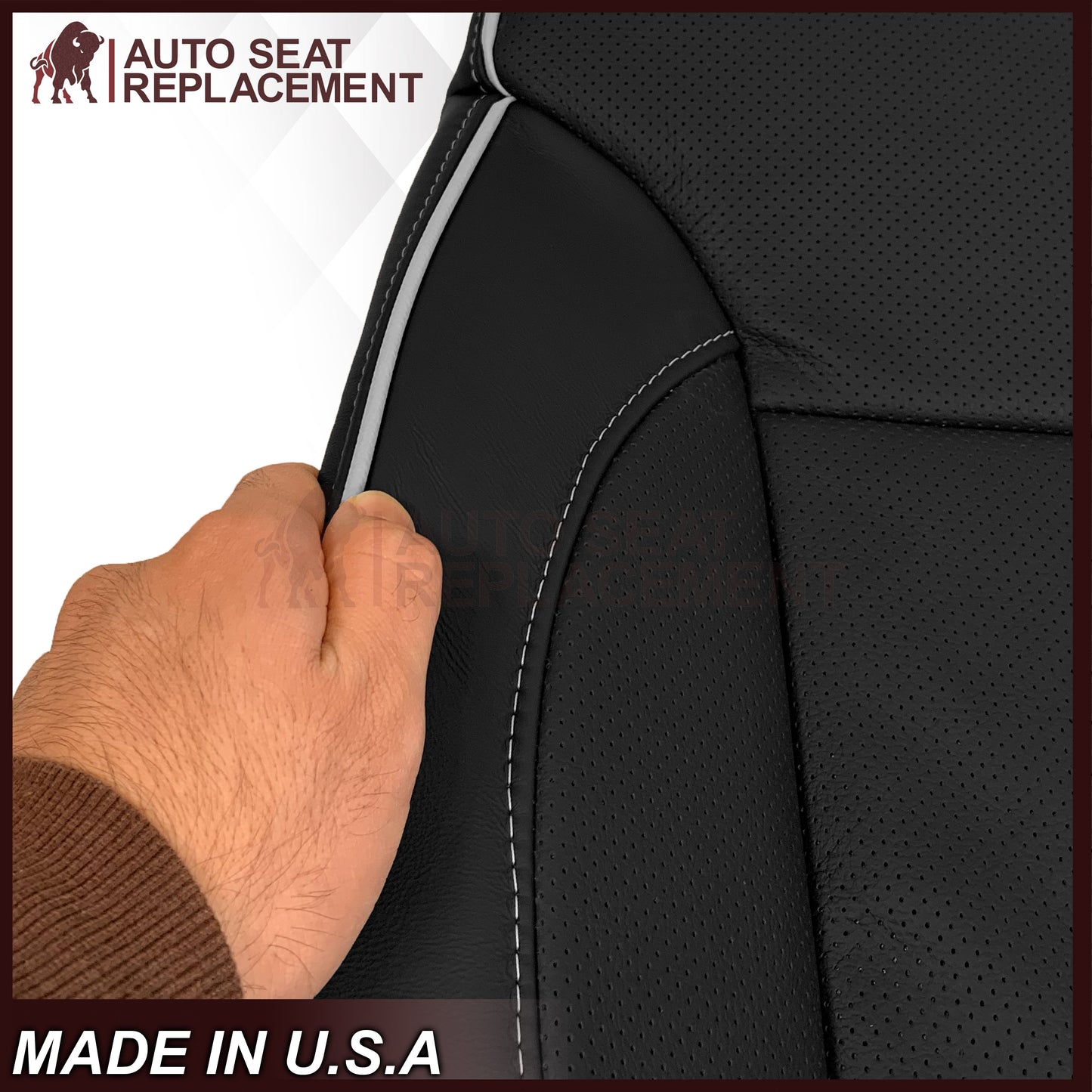 2014-2019 Chevy Silverado 1500 2500HD 3500HD High Country Replacement Perforated Genuine Leather OR Synthetic Leather Seat Covers: Black