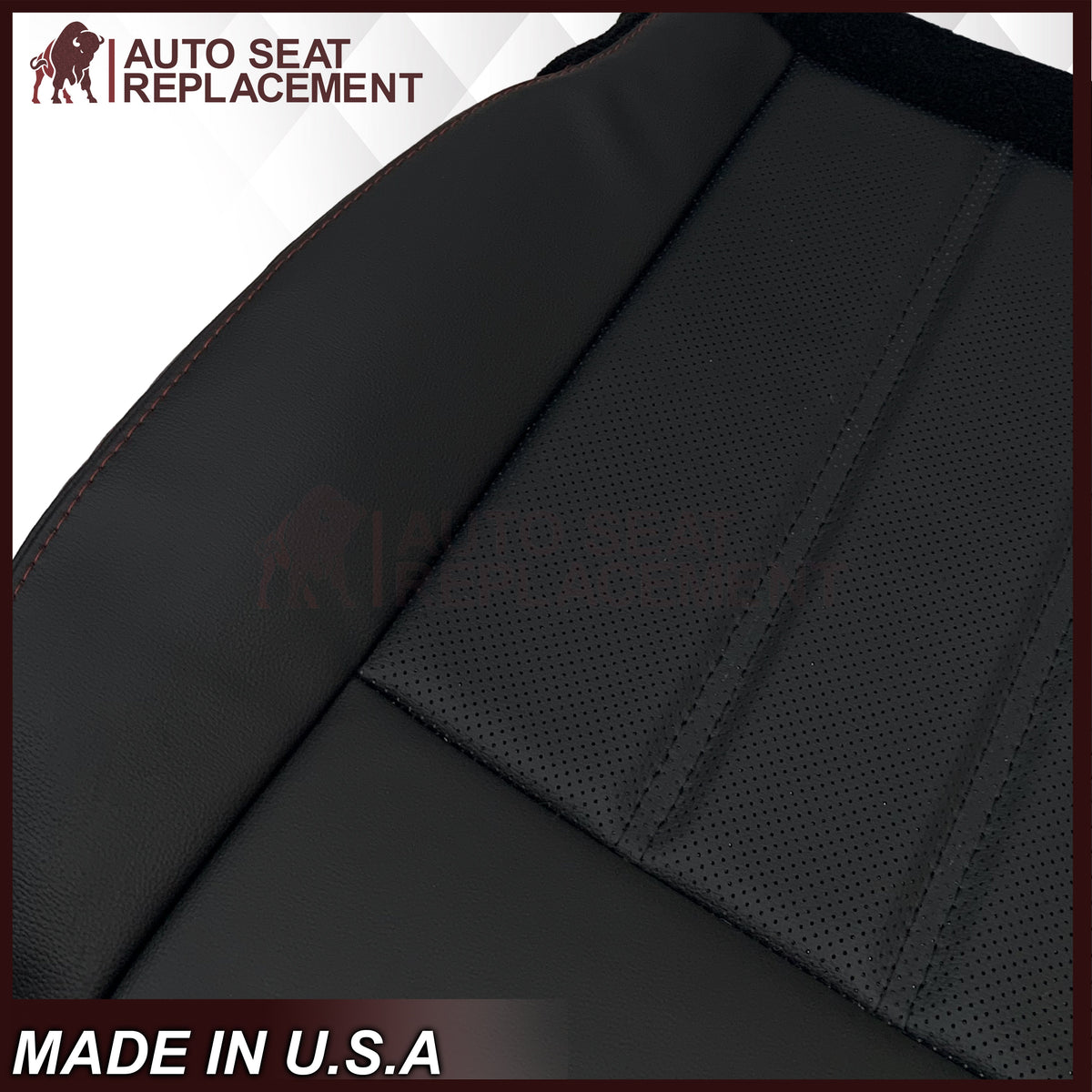 2008 - 2020 For Dodge Grand Caravan Front Pattern #2 Replacement Seat Cover W/ Red Stitching