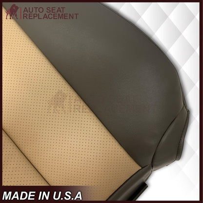 2007 2008 Ford Expedition Eddie Bauer Driver Or Passenger Side Replacement Perforated LEATHER Seat Cover In 2 Tone Tan (Tan- Dark Gray)