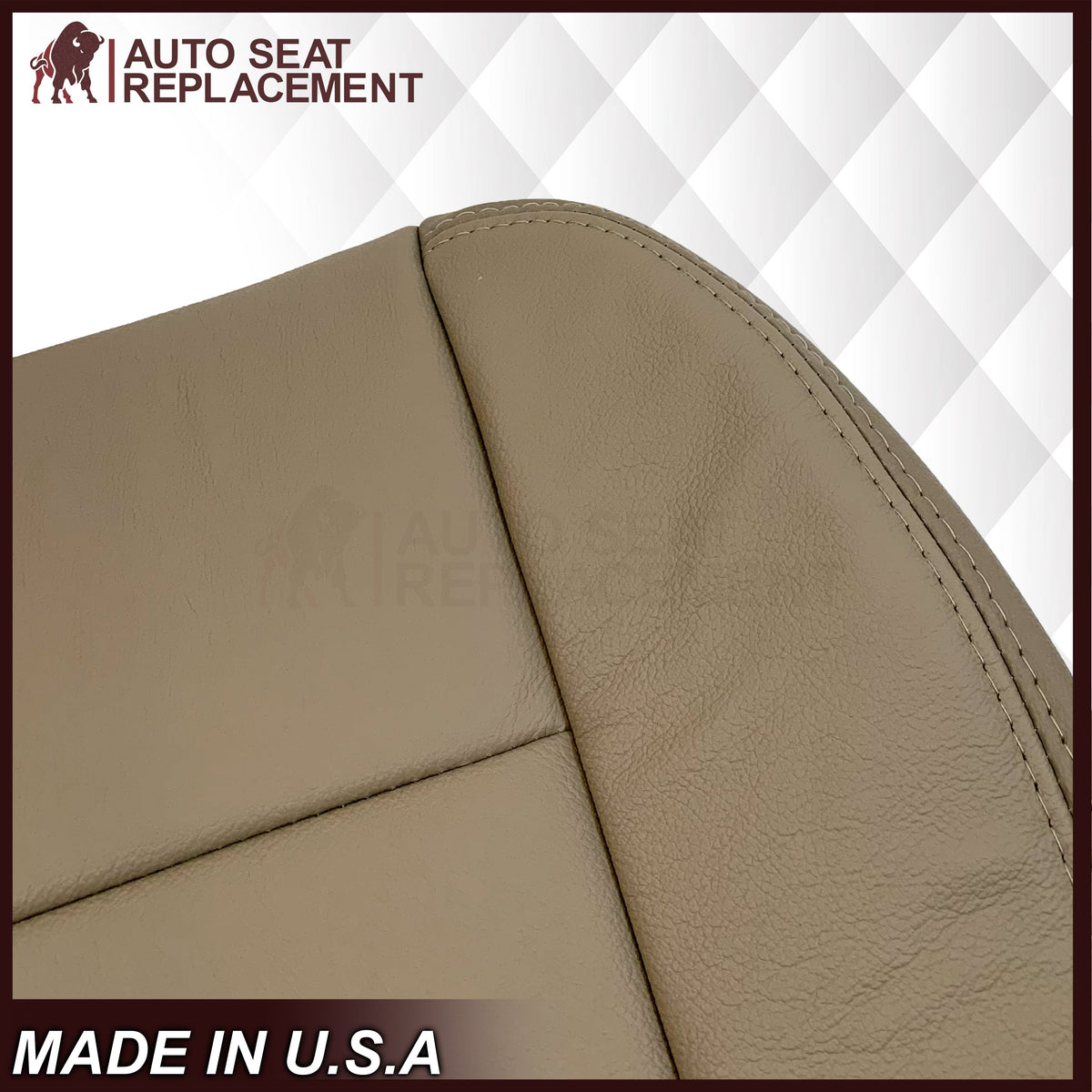 2002-2003 Ford F-150 Lariat SuperCrew Replacement Genuine Leather Seat Cover: Medium Parchment Tan