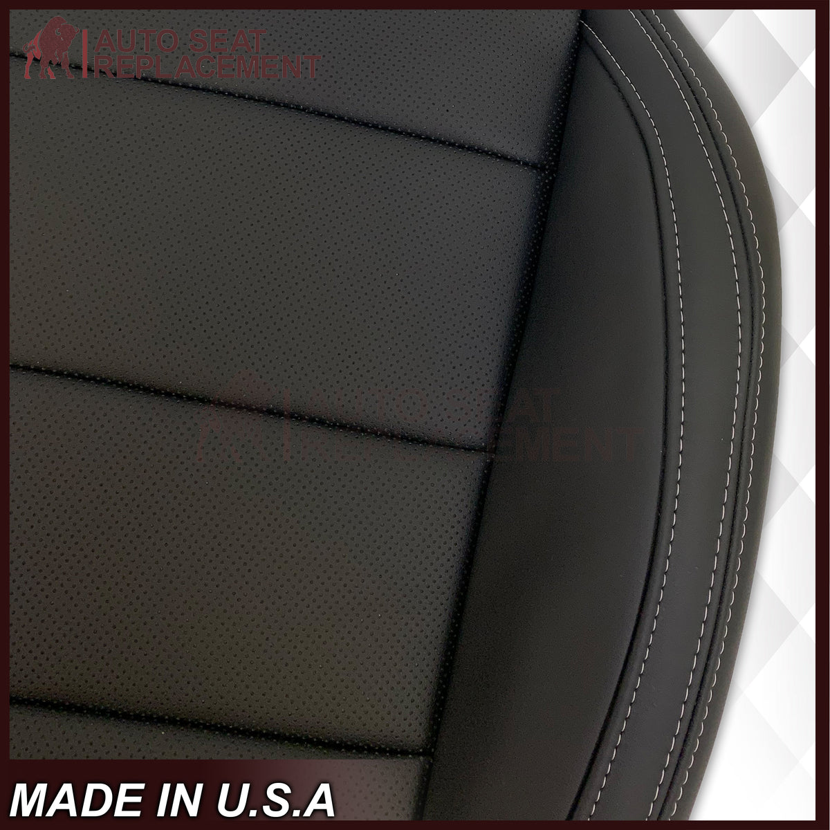 2015-2023 Ford Mustang GT Coupe V6 V8 Perforated Vinyl Replacement Bottom Seat Covers In Black: Choose Your Side