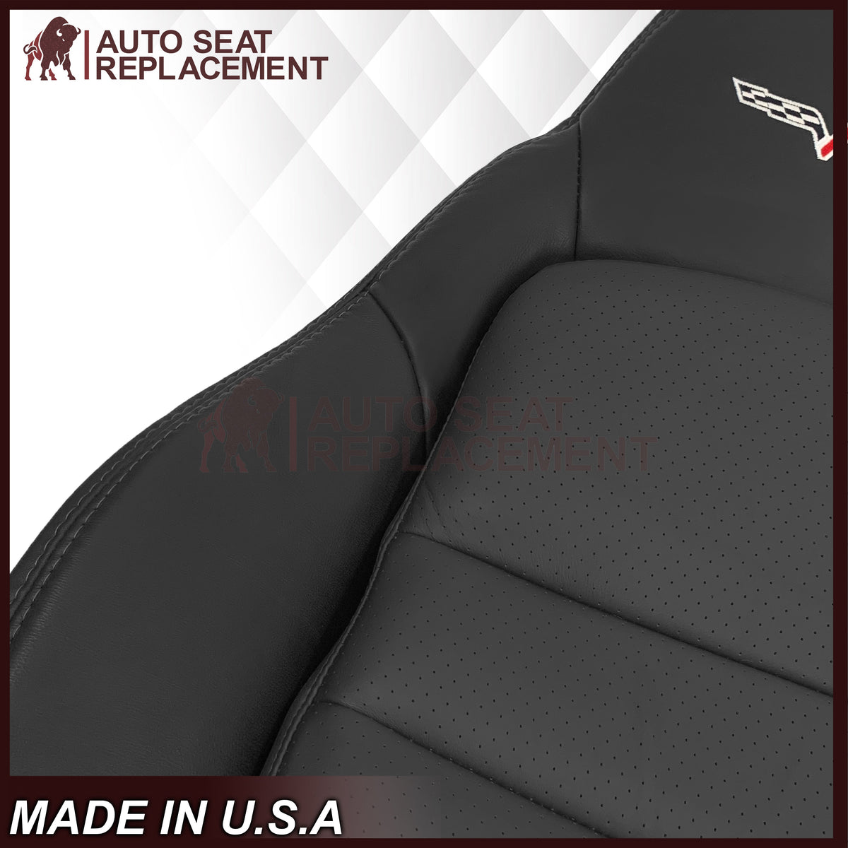 2005 - 2013 Chevy Corvette Replacement Black Perforated Seat Covers