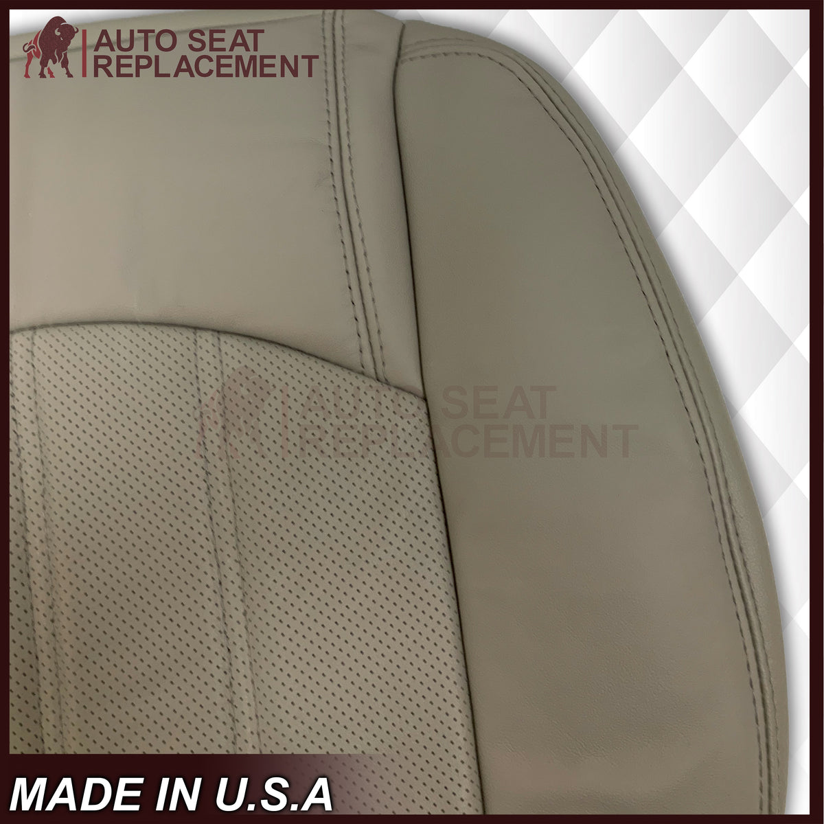 2008-2012 Buick Enclave Driver or Passenger Bottom Perforated Seat Cover in Gray: Choose Leather or Vinyl