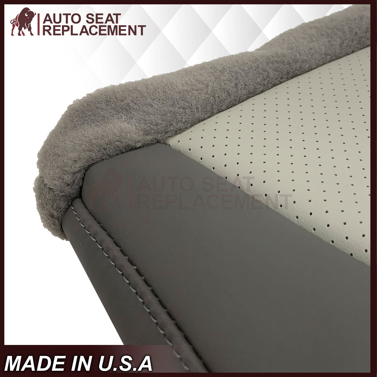 2008-2010 Jeep Grand Cherokee  Front Bottom Synthetic Leather Seat Cover 2 Tone Tan (Dk Khaki/Lt Graystone)