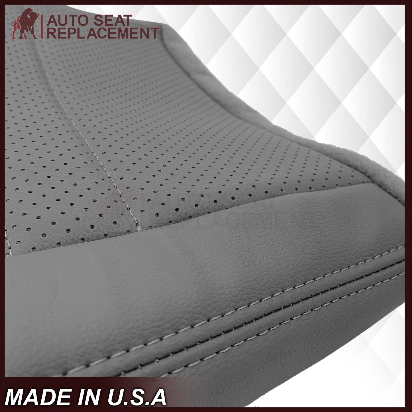 1999-2004 Ford Mustang GT V8 Replacement Cowhide Leather OR Synthetic Leather Seat Cover: Gray, Perforated