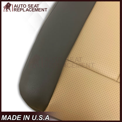 2007 2008 Ford Expedition Eddie Bauer Driver Or Passenger Side Replacement Perforated LEATHER Seat Cover In 2 Tone Tan (Tan- Dark Gray)